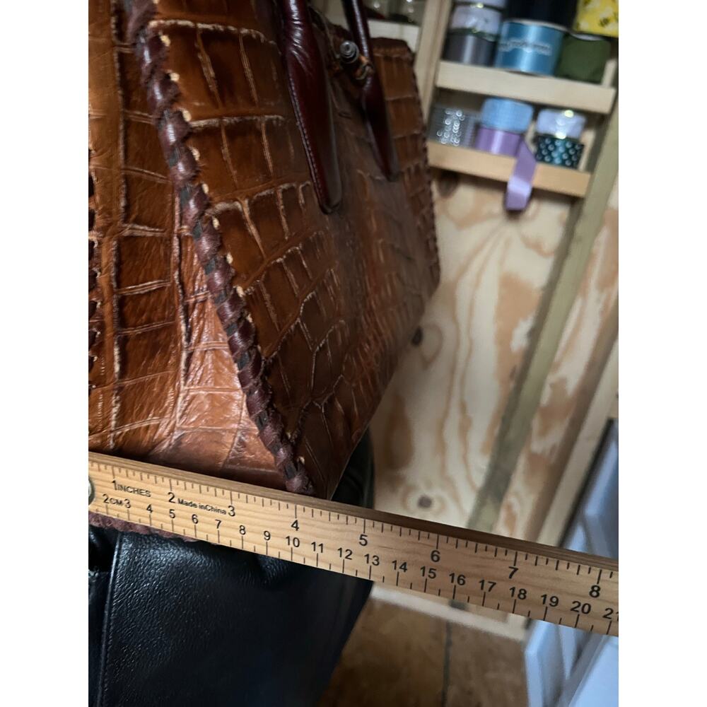 JUAN ANTONIO HORNBACK CARAMEL LEATHER TOTE - Picture 9 of 11